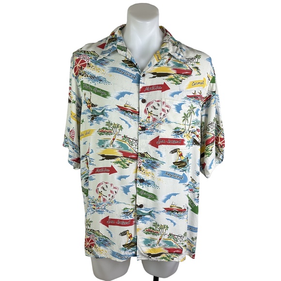 Reyn Spooner Beach Destination Hawaiian Shirt Size Large - Picture 1 of 13